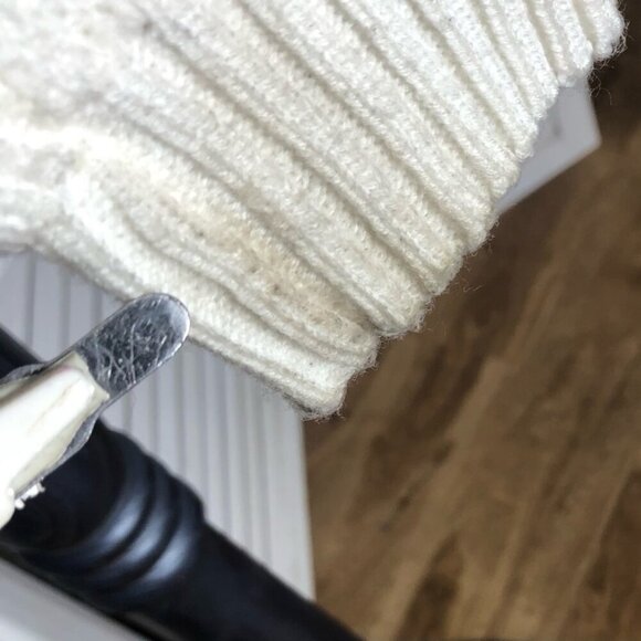 Vintage 90s JCPenney Fair Isle Ski Sweater Mock Neck Navy White Medium - Picture 10 of 11